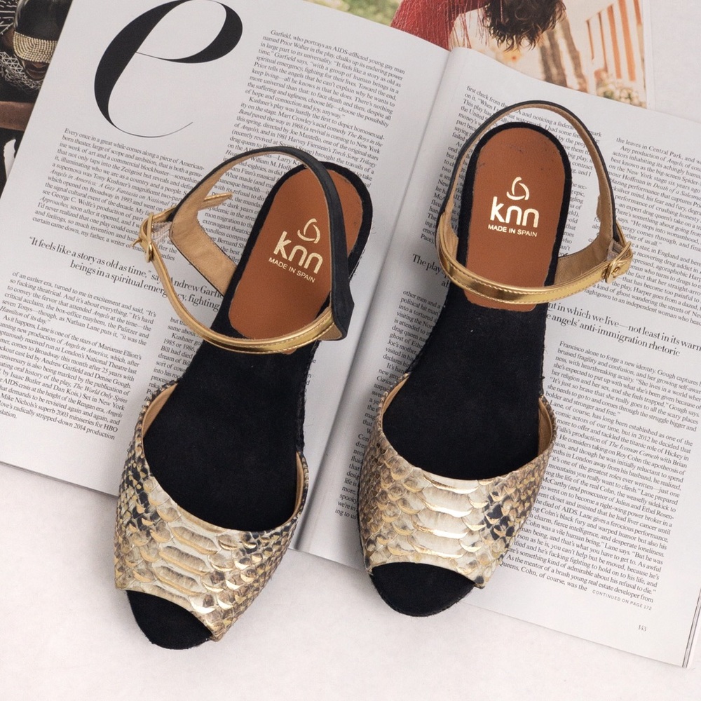 KNN Snakeskin Espadrille Wedge Shoes